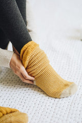 Cozy Ribbed Knit Lounge Socks - Ink and Latte