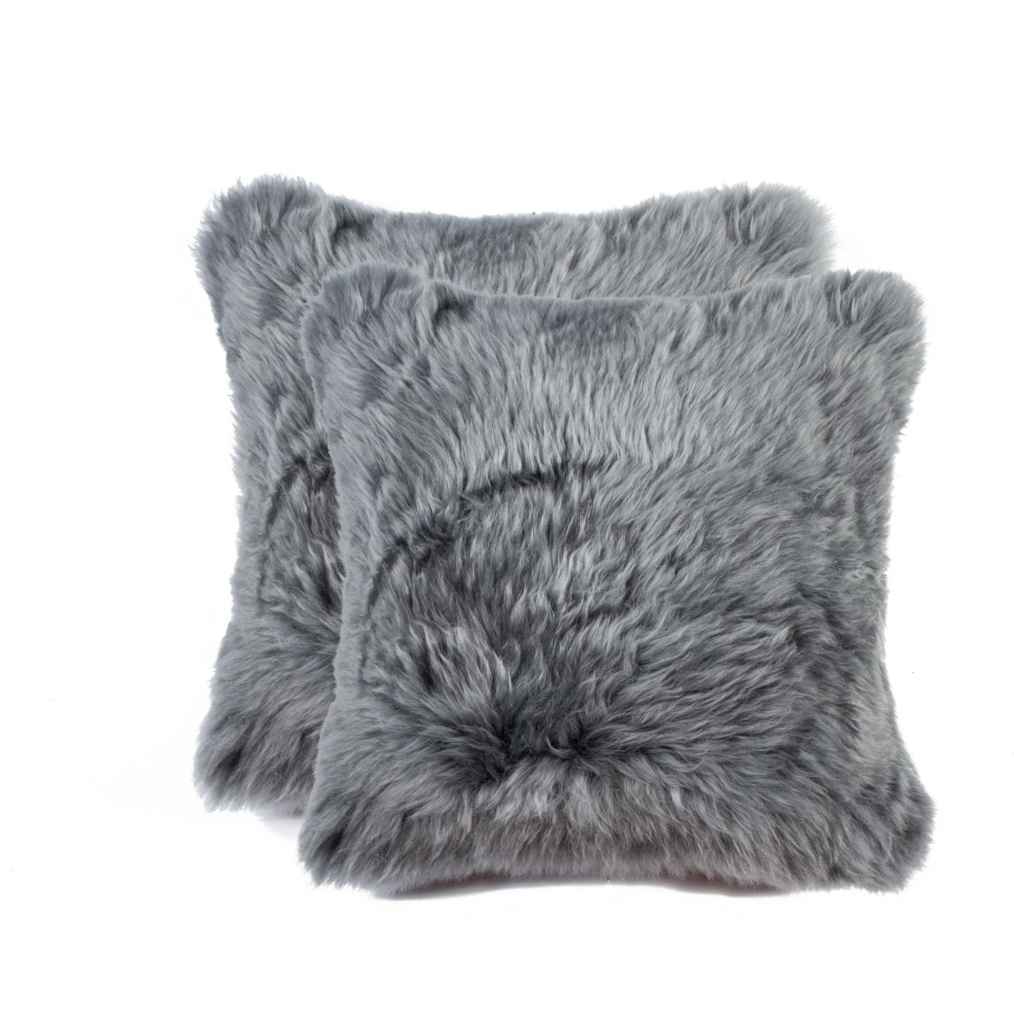 Gray Sheepskin Pillows - 2 Pack - Ink and Latte