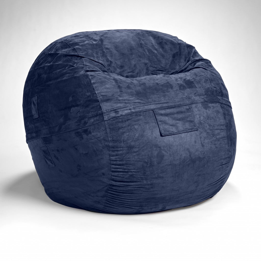 Cozy Royal Blue Bean Bag Chair - Ink and Latte