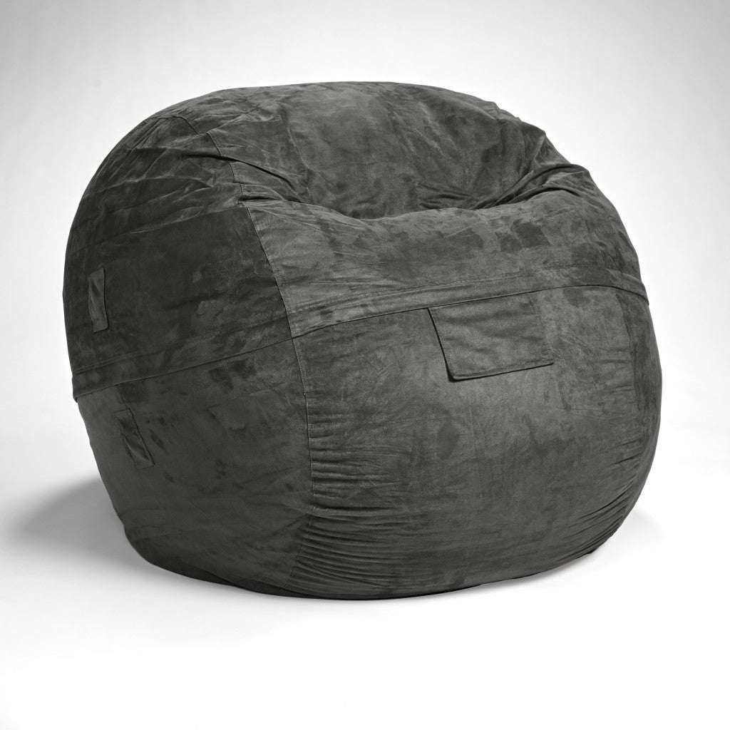 Cozy Dark Gray Bean Bag Chair - Ink and Latte