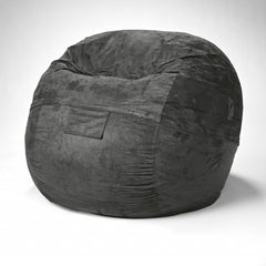 Cozy Dark Gray Bean Bag Chair - Ink and Latte