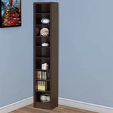 Glimmering Brown Narrow Wooden Bookcase - Ink and Latte