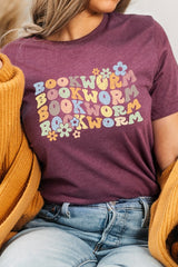 Book Worm Reading Floral School Fall Graphic Tee - Ink and Latte