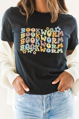 Book Worm Reading Floral School Fall Graphic Tee - Ink and Latte