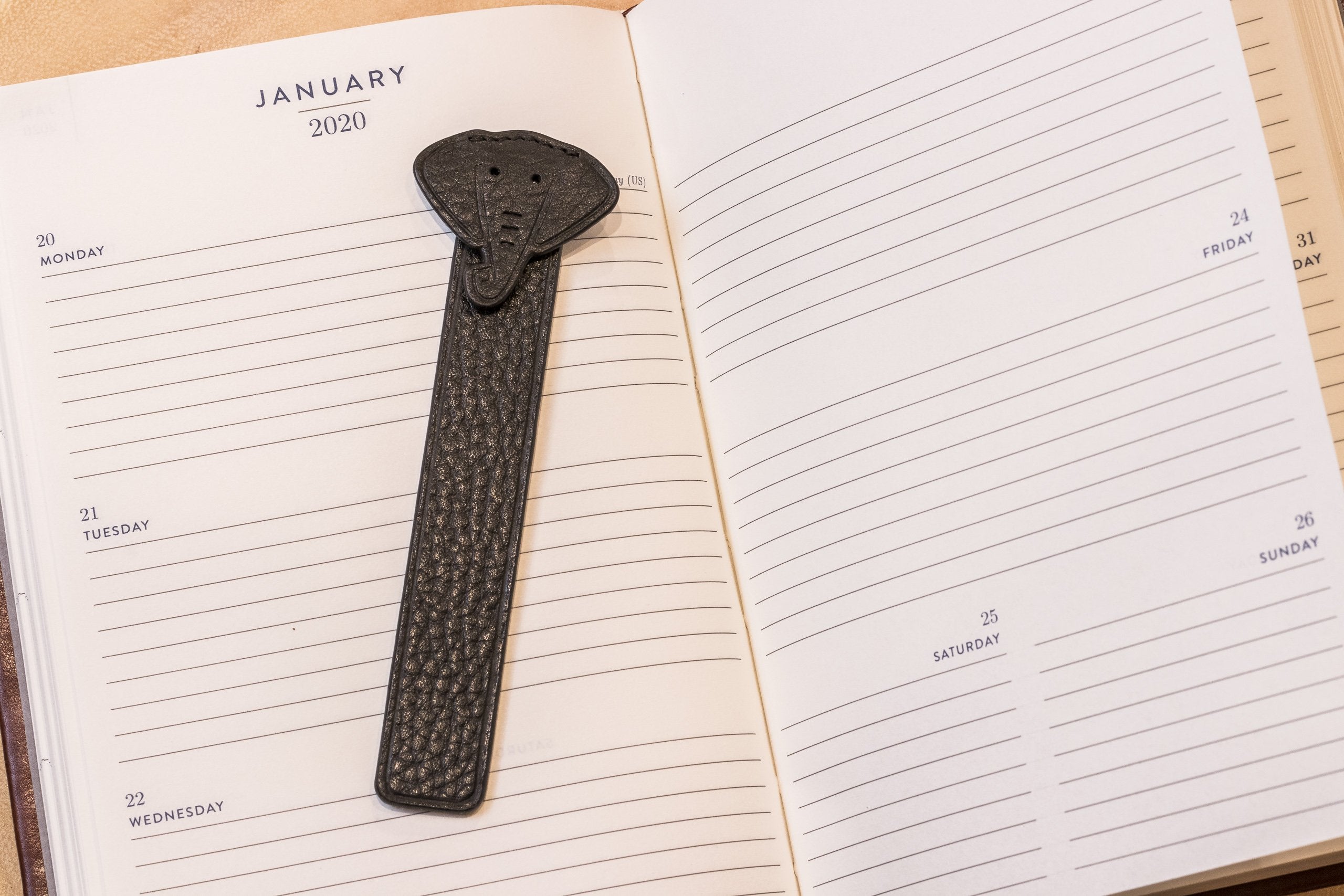Elephant Leather Bookmark - Ink and Latte