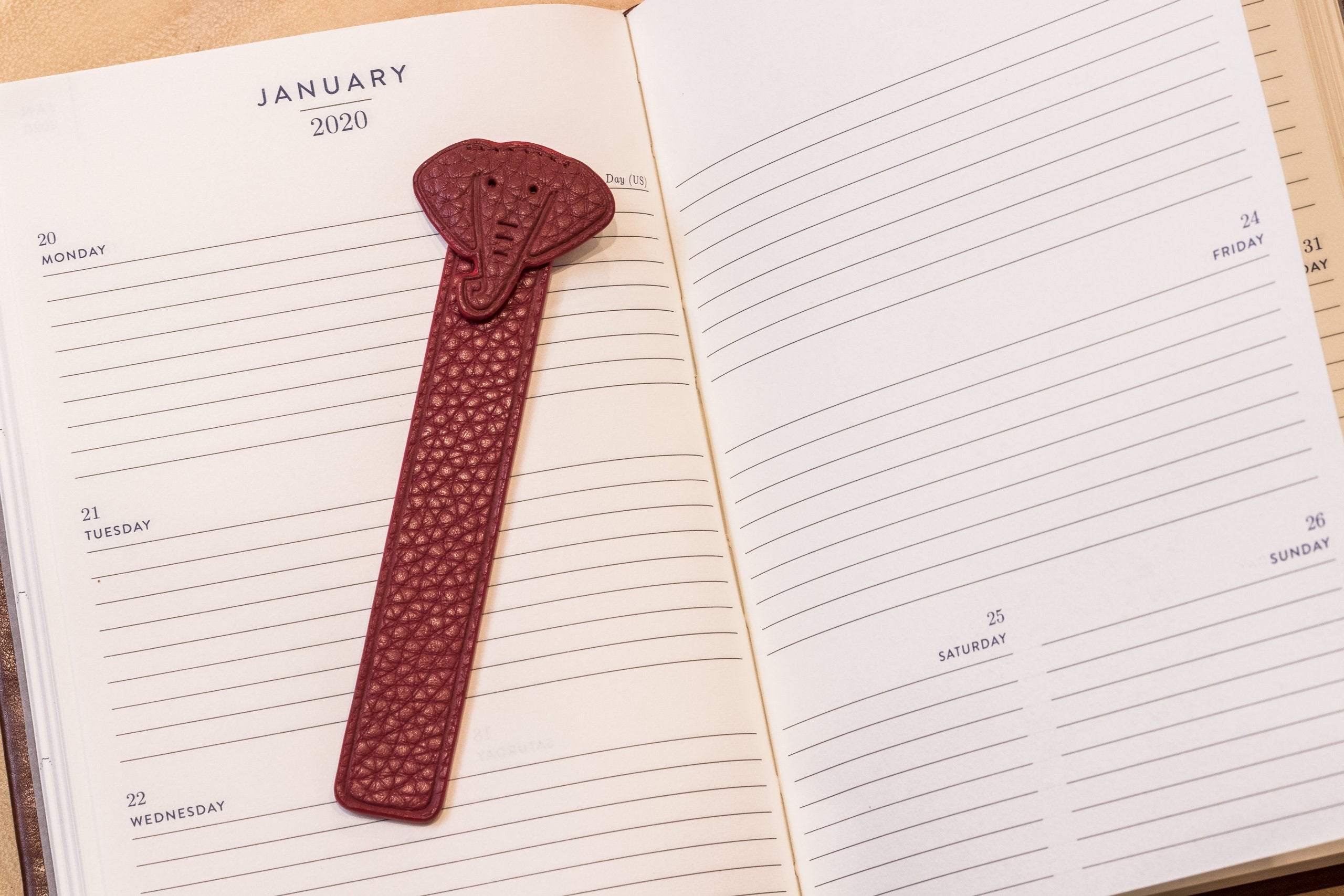 Elephant Leather Bookmark - Ink and Latte