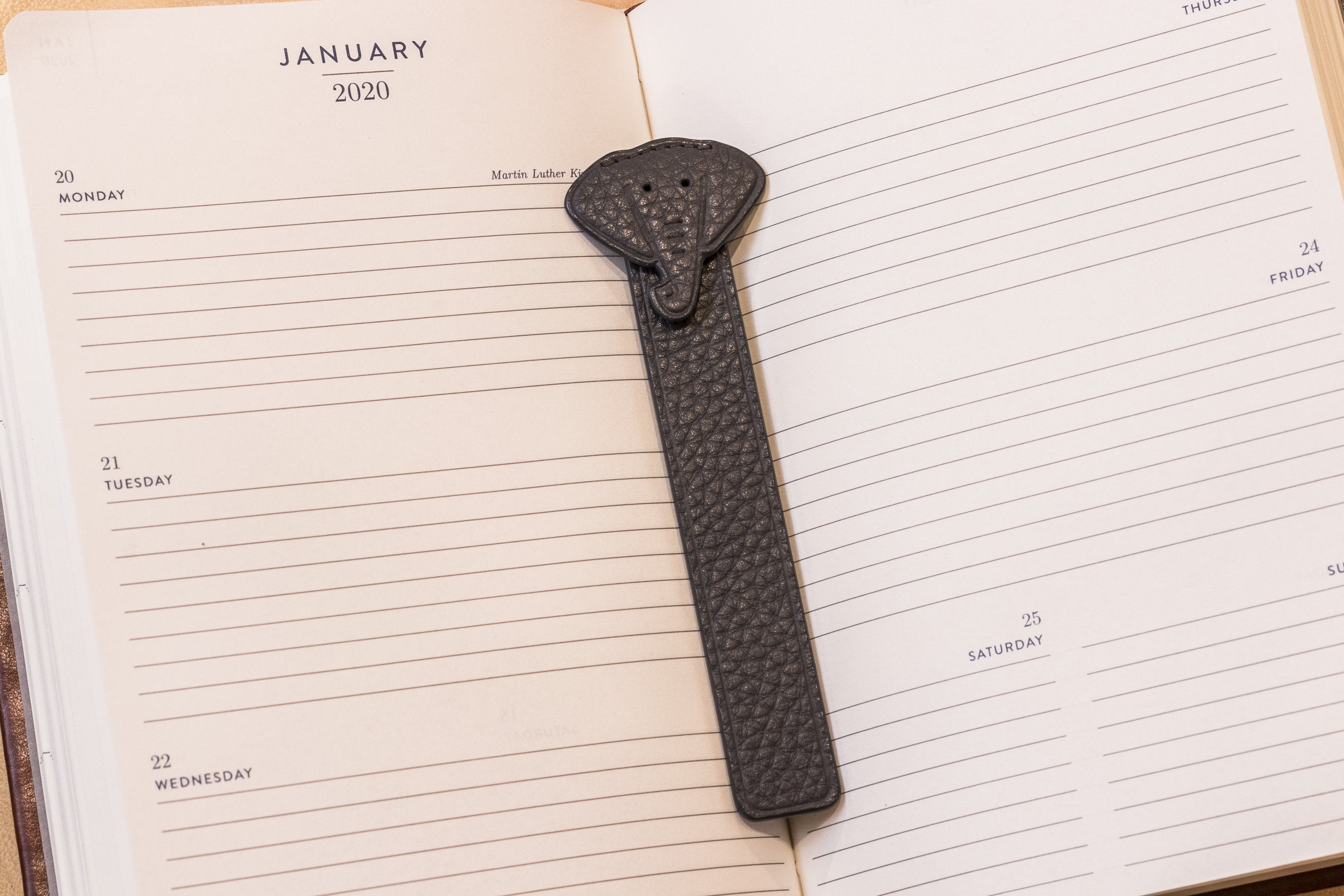 Elephant Leather Bookmark - Ink and Latte