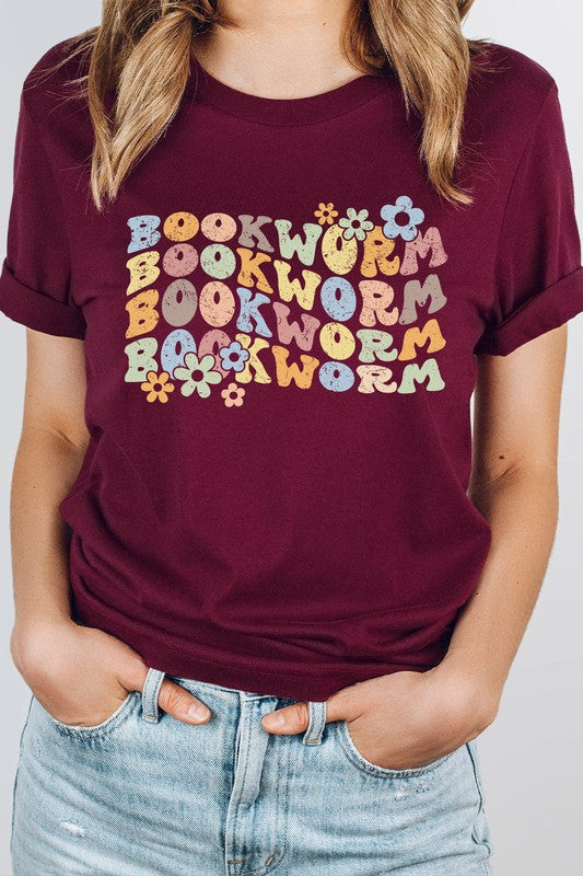 Book Worm Reading Floral School Fall Graphic Tee - Ink and Latte