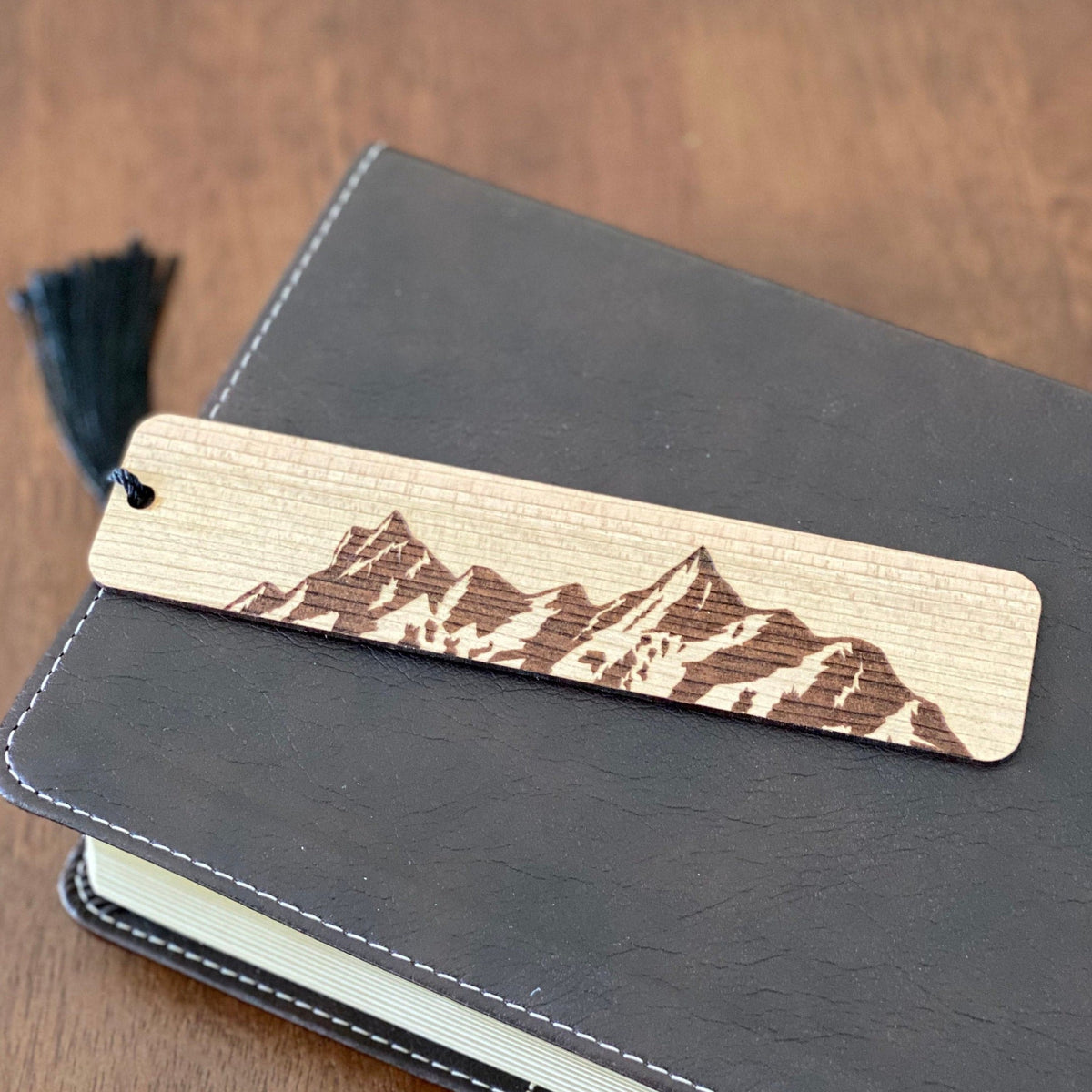 Mountain Engraved Wood Bookmark - Ink and Latte
