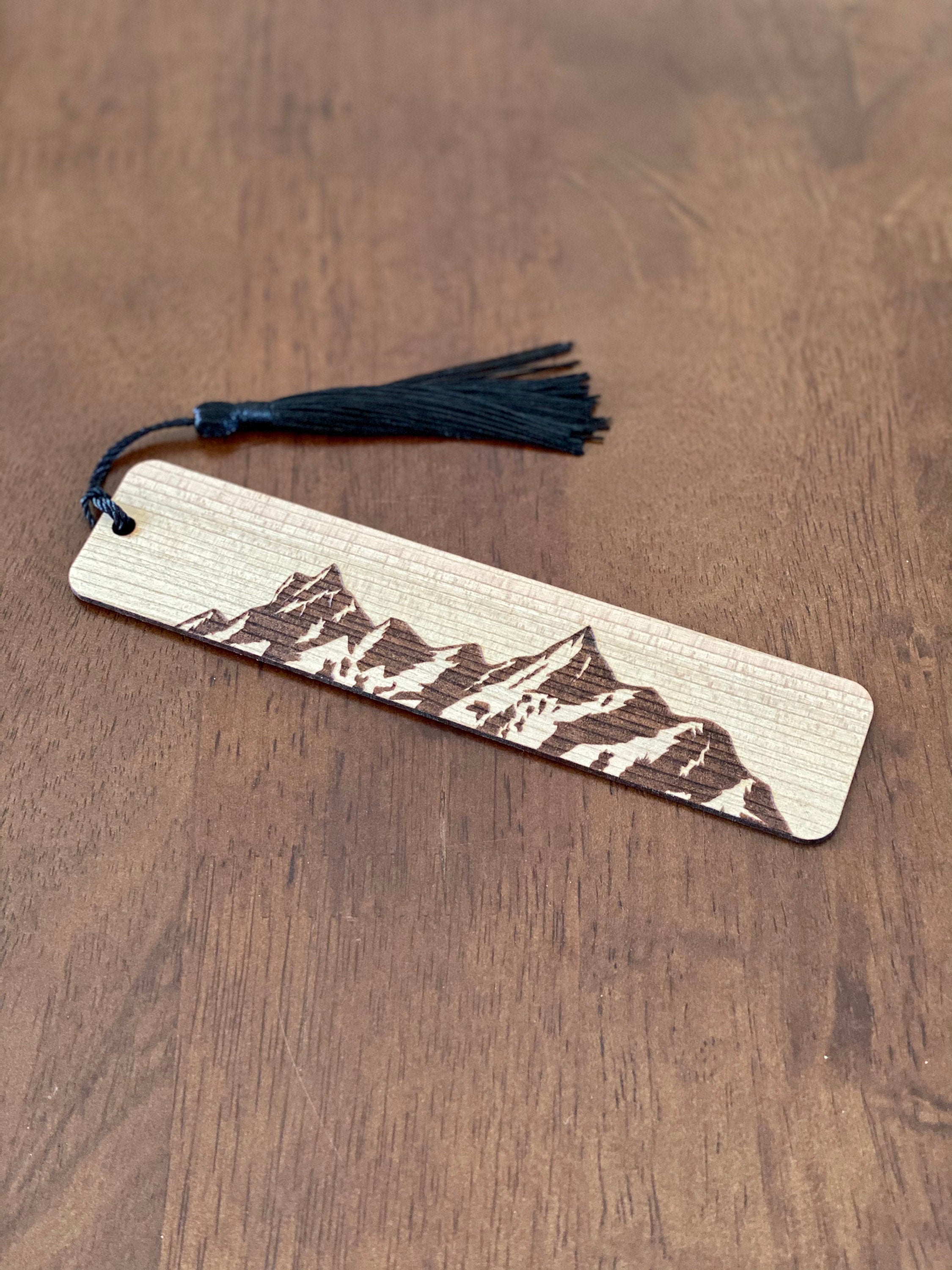 Mountain Engraved Wood Bookmark - Ink and Latte
