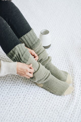 Cozy Ribbed Knit Lounge Socks - Ink and Latte