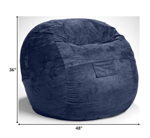 Cozy Royal Blue Bean Bag Chair - Ink and Latte