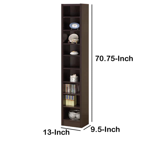Glimmering Brown Narrow Wooden Bookcase - Ink and Latte