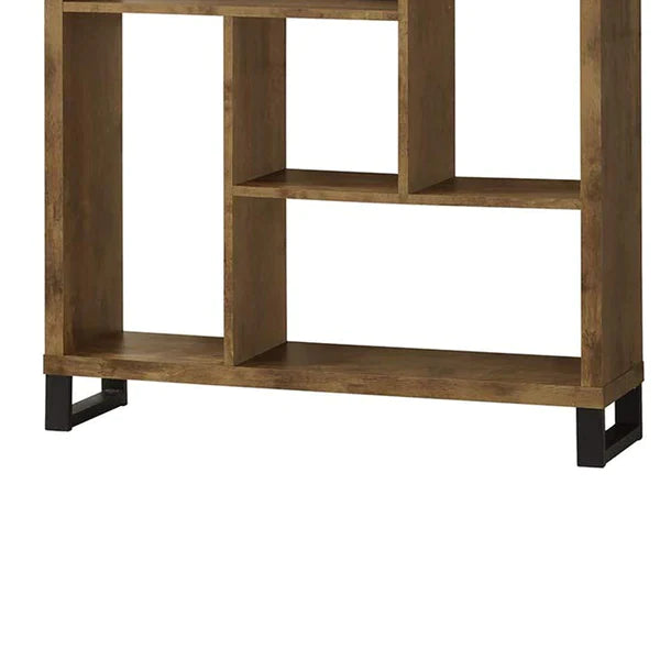 Metal And Wood Modern Style Bookcase With Multiple Shelves - Ink and Latte