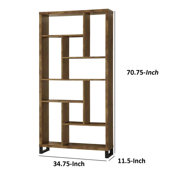 Metal And Wood Modern Style Bookcase With Multiple Shelves - Ink and Latte